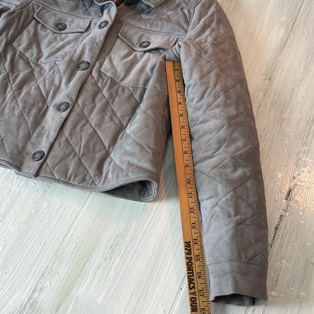 Kut From The Kloth Eleanor Gray Faux Suede Quilted Jacket Sz M - Picture 6 of 12